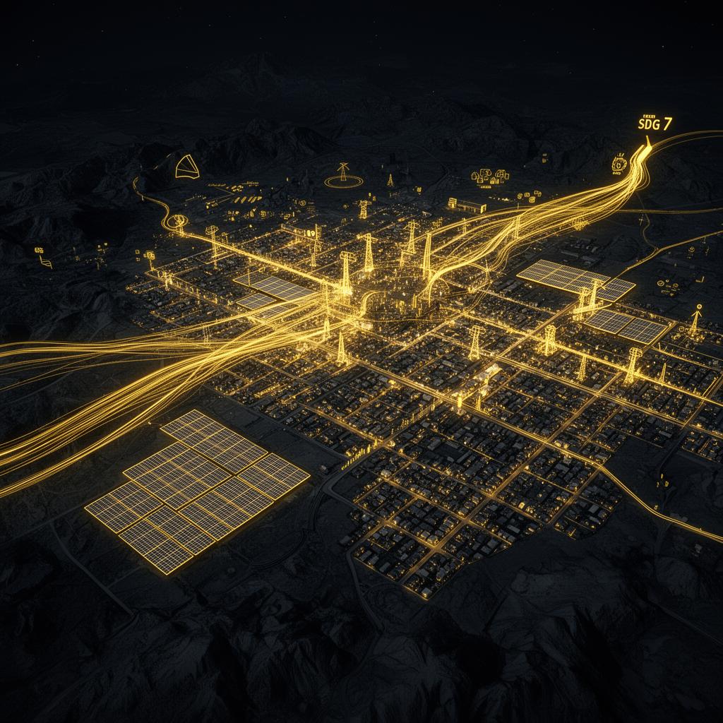 Solar harvest renewable energy network visualization